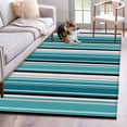 thumbnail image 3 of 4x6 Washable Area Rug, Teal Beige Non-Slip Rectangle Rug for Living Room Office, Stripe Abstract Geometric Modern Art Indoor Accent Floor Mat for Home Decor, 3 of 9