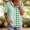 thumbnail image 2 of Button Down Shirts for Women Collared Shirt Short Sleeve Plaid Stripe Patchwor Linen Summer Tops, 2 of 6
