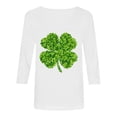 thumbnail image 5 of felwors Womens 3/4 Sleeve St. Patrick's Day T-Shirts Crew Neck Spring Graphic Tee Tops (White, XXL), 5 of 7