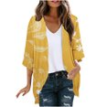 thumbnail image 2 of Abomasnow Women's Swim Cover Ups Floral Print 3/4 Sleeve Lightweight Chiffon Open Front Kimono Cardigan Casual Summer Loose Bikini Swimsuit Cover Up Blouse Tops, 2 of 5
