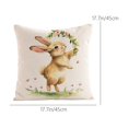 thumbnail image 3 of pathside Bunny Easter Pillow Covers 18x18 Easter Pillow Cushion Cover Easter Eggs Rabbits Printed Linen Peach Fleece Pillow Cover for Home Farmhous, 3 of 7