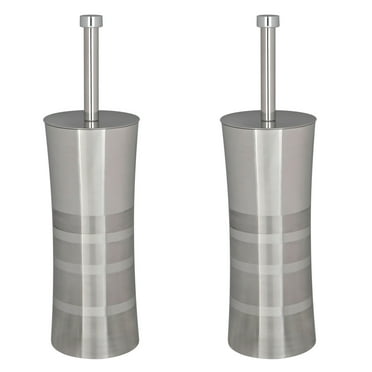 Bath Bliss 2 Pack Stainless Steel Toilet Brush and Holder in Two Tone