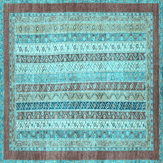 Ahgly Company Indoor Square Abstract Light Blue Modern Area Rugs, 4' Square
