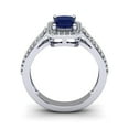 thumbnail image 3 of SuperJeweler 1 1/2 Carat Octagon Shape Created Sapphire and Halo Diamond Ring In Sterling Silver For Women, 3 of 6