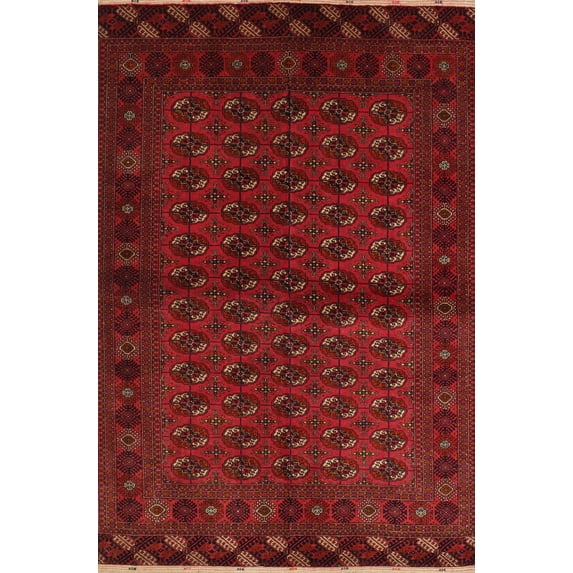Ahgly Company Machine Washable Indoor Rectangle Traditional Tomato Red Area Rugs, 8' x 10'