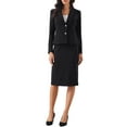 thumbnail image 2 of 2 Piece Skirt Suit Set for Women Long Sleeve Blazer Pencil Skirt Formal Work Business Outfits XS Black, 2 of 6