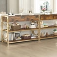 thumbnail image 3 of Accreate Light Luxury Console Table with Drawers, Entryway Table with 2 Shelves for Hallway, Rustic Brown Sofa Table with Gold U-Shaped Frame and Adjustable Feet, 3 of 7