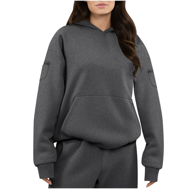 Timegard Sweatshirts for Women Drop Shoulder Hoodies Long Sleeve Zipper Solid Color Workout Athletic Pullover