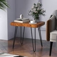 thumbnail image 4 of Patiojoy 20" x 14" Solid Teak Wood Side Table Indoor Outdoor Rectangular Side Table w/ Metal Legs Solid Wood Patio Table Home End Table, 4 of 10