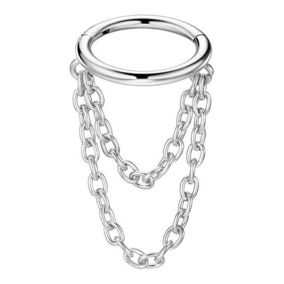 FANSING 16g Surgical Steel Cartilage Earrings Hoop 8mm Helix Piercing Jewelry with Double Chains 5/16" Cartilage Hoop 16 Gauge