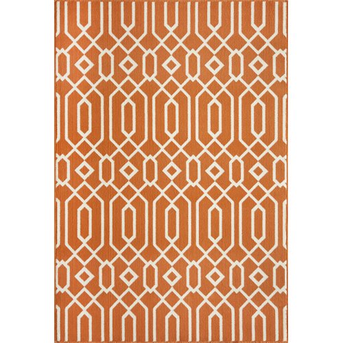 Geometric Baja Outdoor Rug in Orange - Rectangle 5'3" X 7'6"