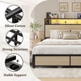 thumbnail image 5 of Queen Bed Frame with 2-Tier Headboard, Metal Support, USB Port & LED Light, 4 Storage Drawers, Begie, 5 of 7