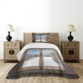 thumbnail image 4 of Ambesonne Rustic Quilted Bedspread Set 2 Pcs, Winter Season Scene, Twin Size, Umber White Blue, 4 of 5