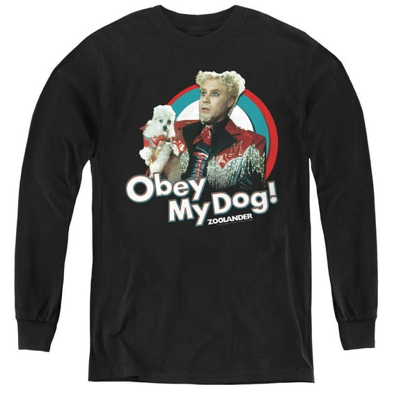 Zoolander Obey My Dog Youth Long Sleeve T-Shirt Tee Black