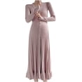 thumbnail image 1 of Tranfacy Robe de Maternité à Manches Longues pour Femme, Robe de Maternité en Tricot, Robe de Maternité en Tricot à Manches Longues à Col en V avec Boutons, Robe Maxi de Grossesse, 1 of 3