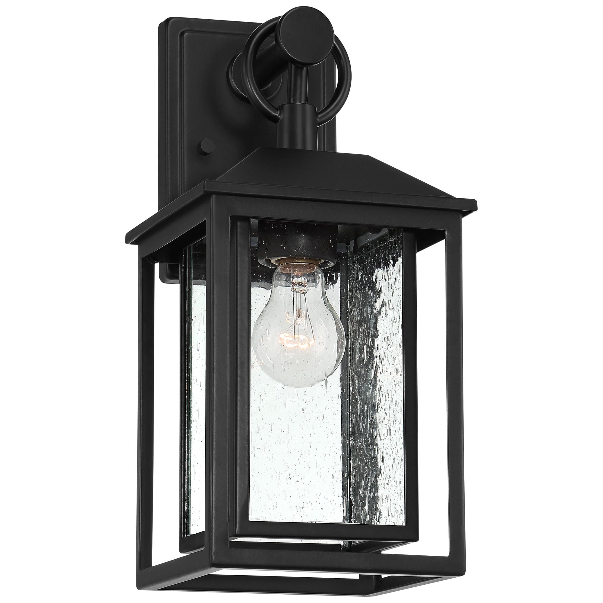Franklin Iron Works Califa Mission Outdoor Wall Light Fixture Black Metal 15 1/4" Clear Seedy Glass for Post Exterior Barn Deck House Porch Yard Patio