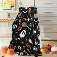thumbnail image 2 of Halloween Blanket, Black Pumpkin Skull Ghost Blanket, Goth Style Blanket Throw, Flannel Soft Warm and Comfortable Blanket, Suitable for Sofa and Chair 50x60inch, 2 of 6