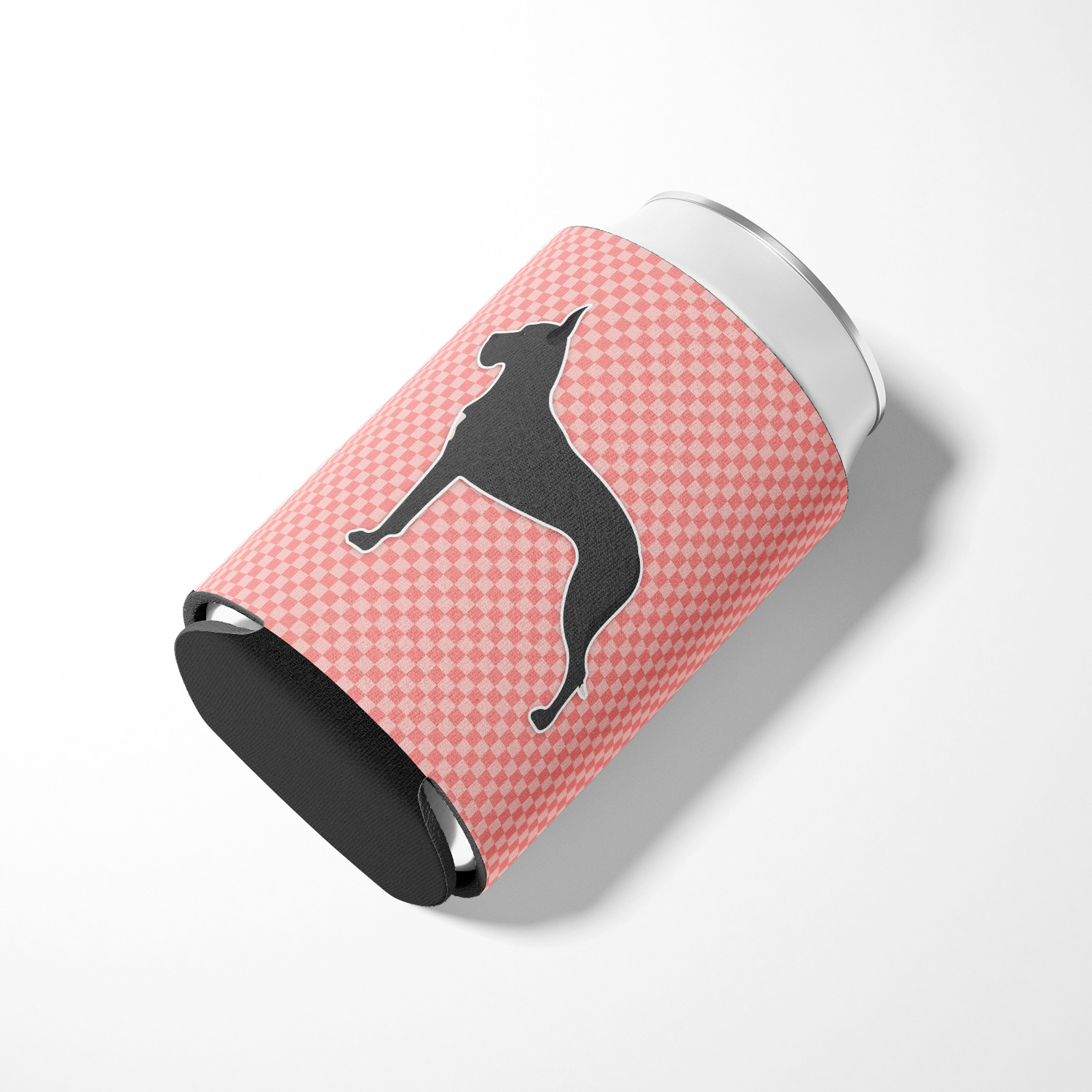 Carolines Treasures BB3675CC Great Dane Checkerboard Pink Can or Bottle Hugger