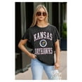 thumbnail image 5 of Women's Gameday Couture Black Kansas Jayhawks Relaxed Fit Victory Mode Flutter Sleeve T-Shirt, 5 of 7