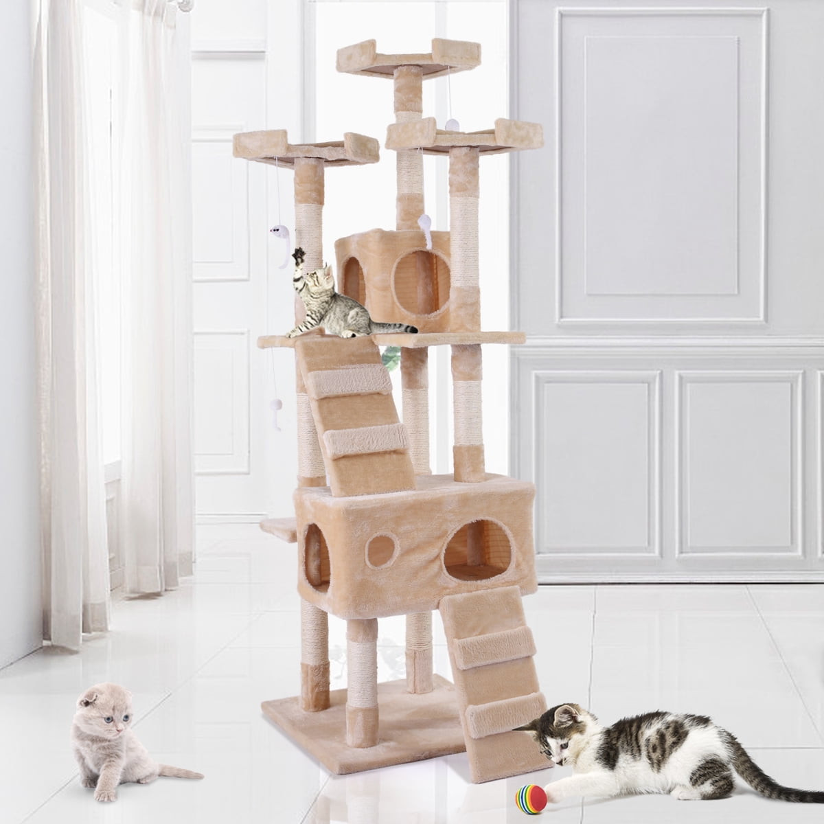 67" Cat Tree Condo Furniture Scratching Post Paw Pet Tower Kitty Play House 