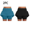 thumbnail image 2 of JIUKE Skorts for Women Belly Control High Waisted Athletic Tennis Skirts 2 in 1 Solid Color Tight Shorts 2 Pack, 2 of 3