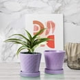 BUYMAX 5Inch Ceramic Flower Pots with Drainage - Set of 4 Purple ...