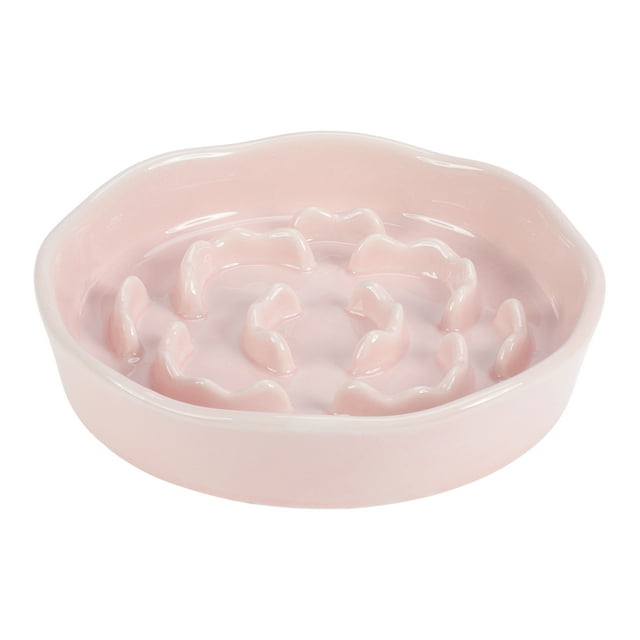 Tazones para perros que comen despacio Unique Bargains, tazón de cerámica para razas pequeñas, tazón para perros y gatos que previene la alimentación rápida y el acné en la barbilla, rosa claro, 1 Pc