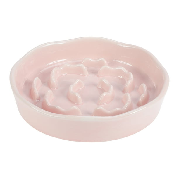 Tazones para perros que comen despacio Unique Bargains, tazón de cerámica para razas pequeñas, tazón para perros y gatos que previene la alimentación rápida y el acné en la barbilla, rosa claro, 1 Pc