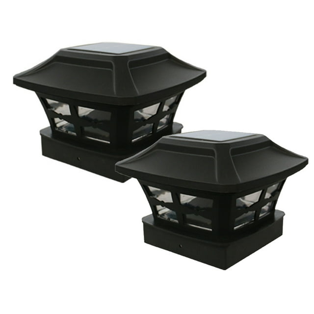 2 Pack Solar Fence Post Lamp Post Head Light Garden Light Post Light