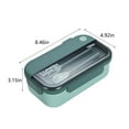 thumbnail image 3 of Bento Lunch Box 1100ML | 2-Compartment Leakproof Adult Food Container - Reusable Microwave & Dishwasher Safe Meal Prep Box | Built-In Spoon & Fork | PP Material | Navy/Green | 8.46x4.92x3.15in |, 3 of 8