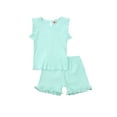 thumbnail image 2 of xiaxaixu Baby Girl Ribbed Fly Sleeve Round Neck Pullover + Ruffle Shorts, 2 of 9