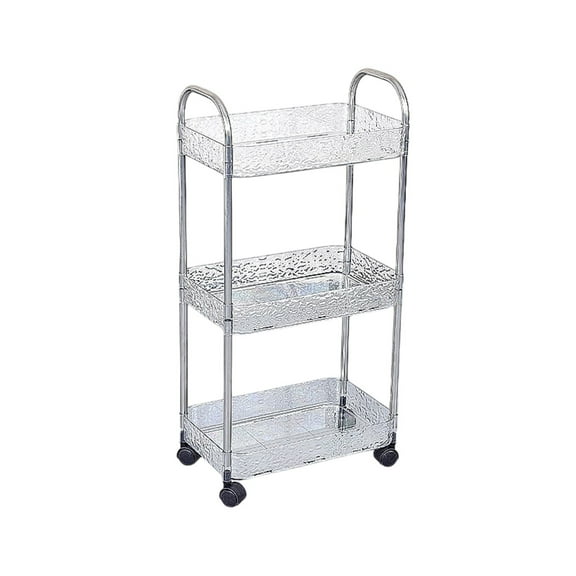 3-Tier Rolling Kitchen Cart with Wheels, Gray & Clear Plastic Storage Rack 25.98x12.79x8.07in, Multi-Use for Bathroom, Living Room, Pantry Organizing