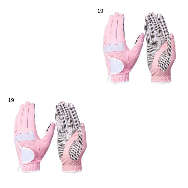 Maytalsory Golf Gloves Soft Non-slip Breathable Sports Gloves Microfiber cloth Useful Pink 19 2Set