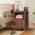 thumbnail image 3 of Nightstand for Bedroom with Charging Station, Farmhouse End Tables for Living Room with Shelf & Barn Door, Walnut, 3 of 8