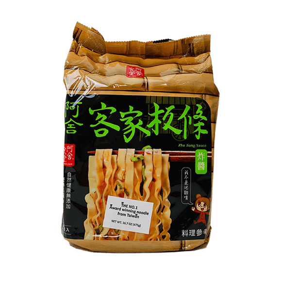 (5 Pack) Asha Beijing Style Zha Jiang Wide Hakka Ramen Noodles, 16.75 oz