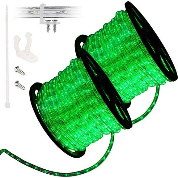 WYZworks 3312LEDs, 300ft Green LED Rope Light, Connectable Outdoor Permanent Waterproof Accent Exterior Lighting, PVC Case, ETL Certified, for Holiday, Backyard Patio, Home Garden, Decorative