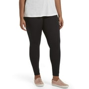 HUE Women's Travel Wide Waistband Cotton High Waist Leggings, Black, Extra Small