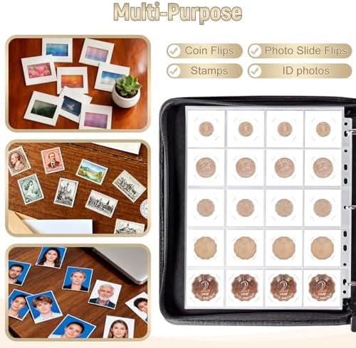 Tekola Coin Collection Book, 30 Pack 600 Pockets Coin Sleeves, Coin Collection Holder Album, Coin Collection Organizer Storage Box Case (Coin Flips Not Included), Reddish Brown