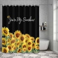 thumbnail image 6 of Bathroom Shower Curtain You Are My Sunshine Words on Black Waterproof Shower Curtains with Hooks, Watercolor Sunflowers Bath Curtains Bathtub Curtain Home Decor 36x72in, 6 of 9