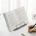 thumbnail image 4 of Adjustable Metal Reading Rest Book Holder,Portable Cookbook Stand with Page Clips for Recipes,Tablets & Music Books,Grey,1PC, 4 of 7
