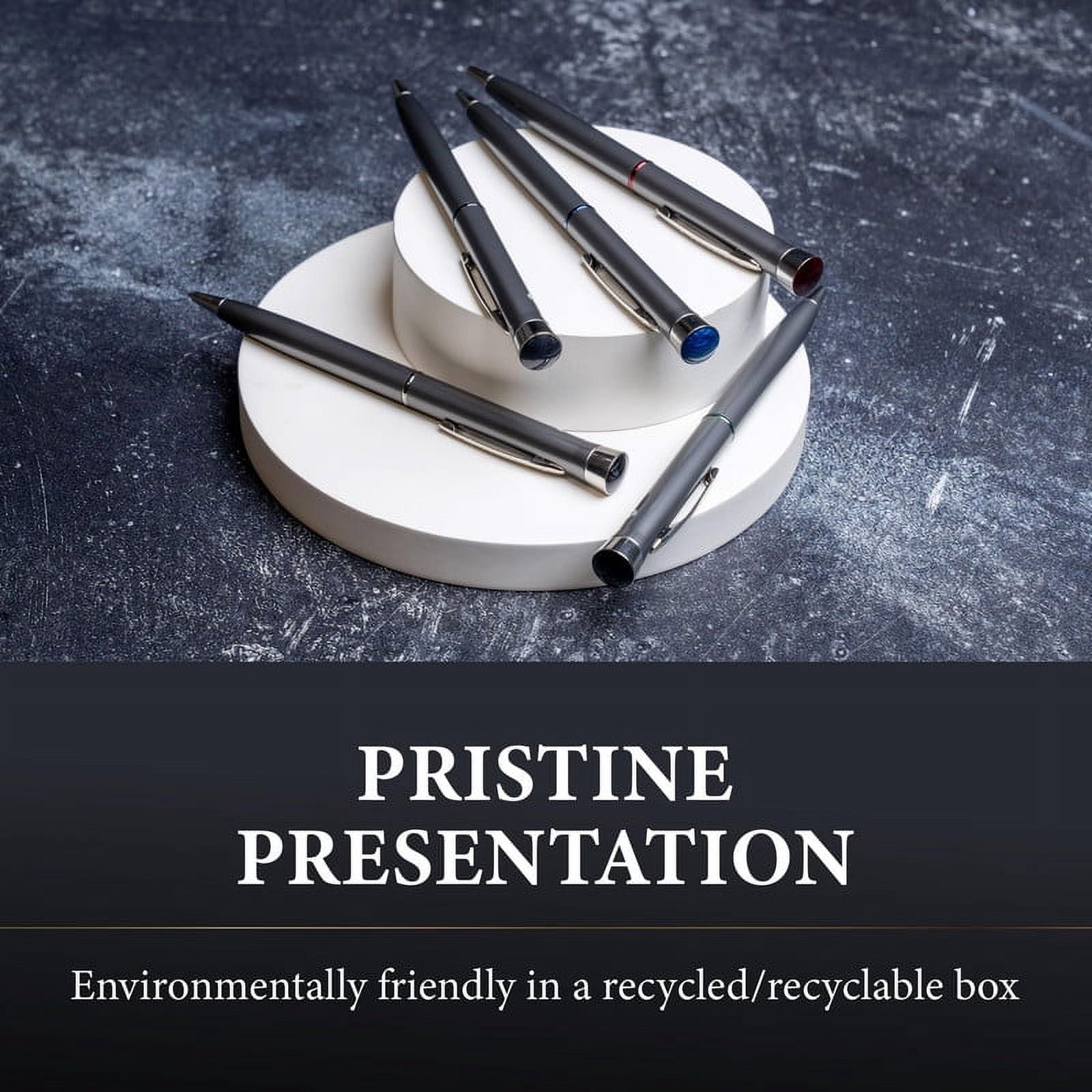 Garland Recycled Metal Twist Pen- Made in USA- Eco-Friendly Pen for Executive Desk Gifts, Professional, Post-Consumer Recycled Metal With Recycled Gift Box, Refillable- Green & Chrome