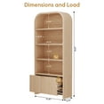 thumbnail image 3 of YOCWO 70" Tall Arched Bookcases with 1 Large Drawers & 4 Shelves, Wooden Bookshelf with Carved Line and Curved Top for Living Room Office, Natural, 3 of 7