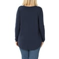thumbnail image 4 of Women & Plus(S-3X) Relaxed Fit Long Sleeve V-Neck Round Hem Jersey Tee Shirt Top (Single & Multi-Packs Available), 4 of 5