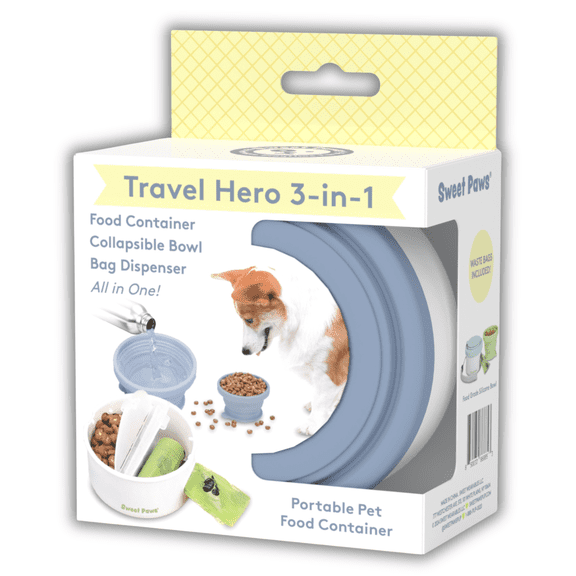 Sweet Paws Travel Hero 3-in-1 Portable Pet Food Container – Glacier