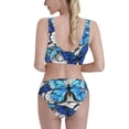 thumbnail image 3 of Picia Blue and White Butterflies Women's High Waisted Bikini Scoop Neck Swimsuit Two Pieces Bathing Suit-X-Large, 3 of 8