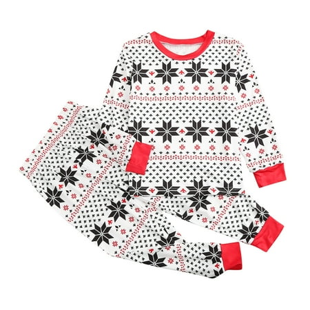 

Parent-Child Warm Christmas Set Printed Home Wear Pajamas Two-piece Kids Set