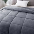 thumbnail image 5 of Kasentex Plush Sherpa Reversible All Weather Comforter, Twin Size, Gray, 5 of 6