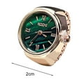 thumbnail image 3 of ievspot 1Pcs Round Green Dial Elastic Stainless Steel Watch Finger Ring Birthday Gift Fashion Accessories, 3 of 6
