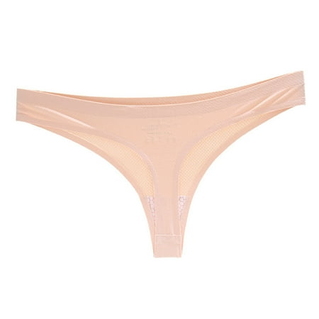 

Scyoekwg Low Waist Seamless Thongs for Women Strechy Soft G-String Thongs Ladies Briefs Comfortable Cheeky Thong Panties Sexy Lingerie Beige M