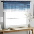 thumbnail image 2 of Navy Blue Ombre Valance Curtains for Kitchen/Living Room/Bathroom/Bedroom Window, Rod Pocket Small Topper Half Short Window Curtains Voile Sheer Scarf, Modern Moire Gradient Watercolor 42"x12", 2 of 8